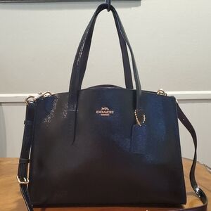 Coach Charlie Carryall Bag Black Patent Leather